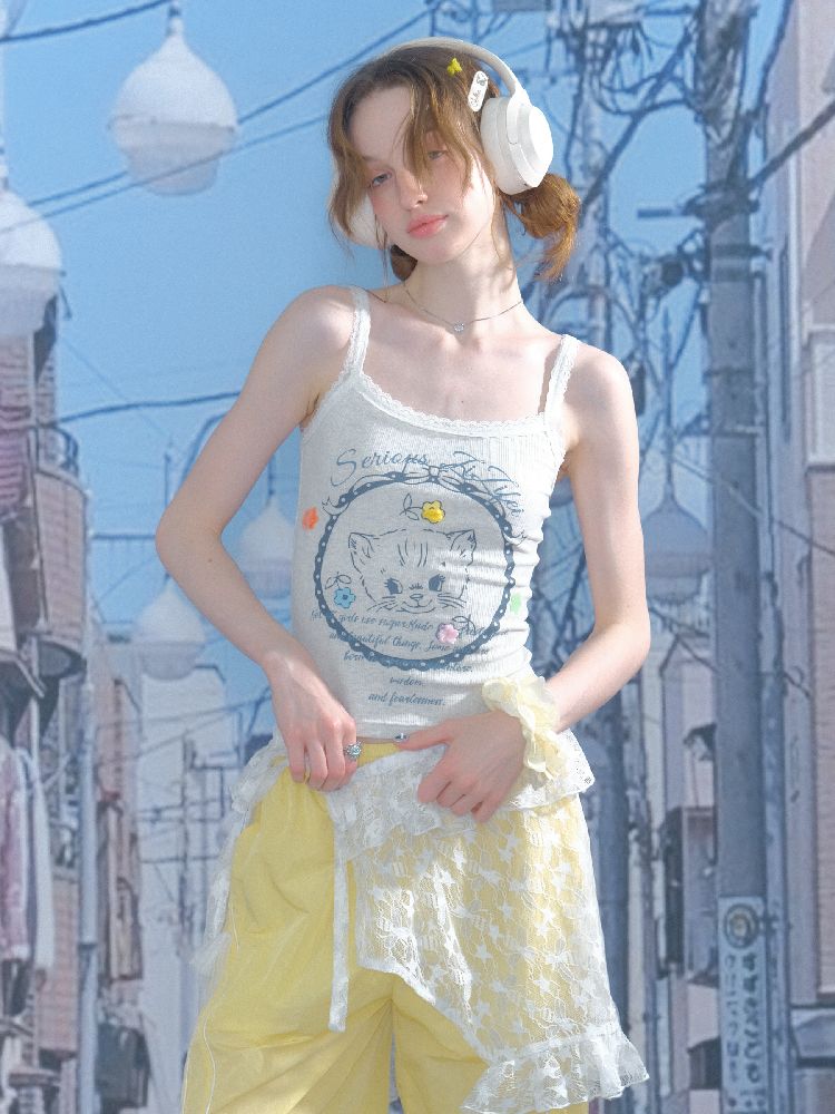 Cat Printed Outer Top【s0000012248】