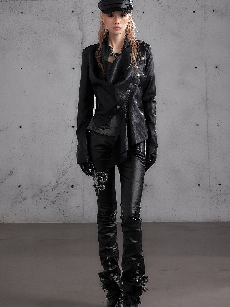 Washed Wax Leather Skinny Pants【s0000019162】