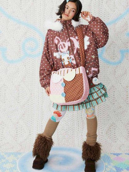 Two-Color Print Cute Quilted Cotton Bag【s0000014853】