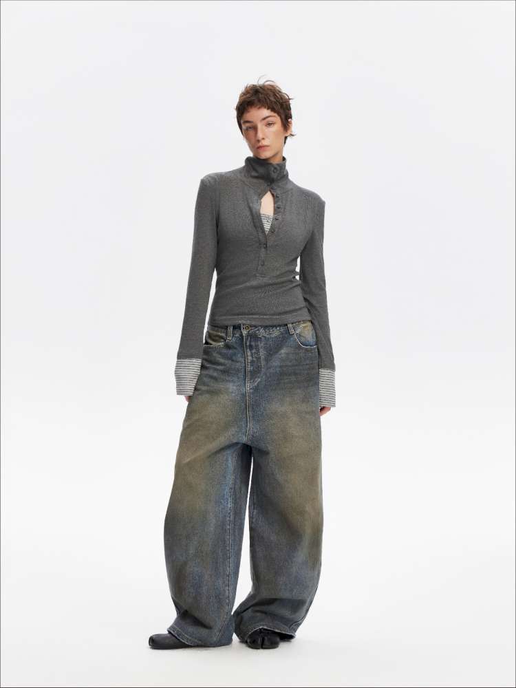 Comfortable Slim Henry Neck Knitted Top【s0000014878】