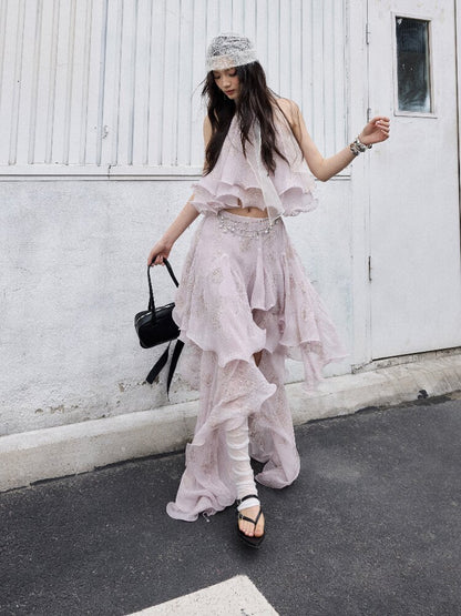 Romantic Ruffle Two-Piece Dress【s0000016868】