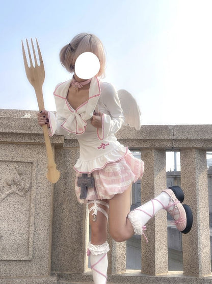 Lace Large Embroidered Bow Tops T-Shirt【s0000011844】