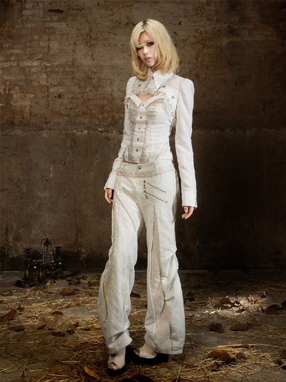 Heavy Duty Lace Patchwork Pants【s0000018380】