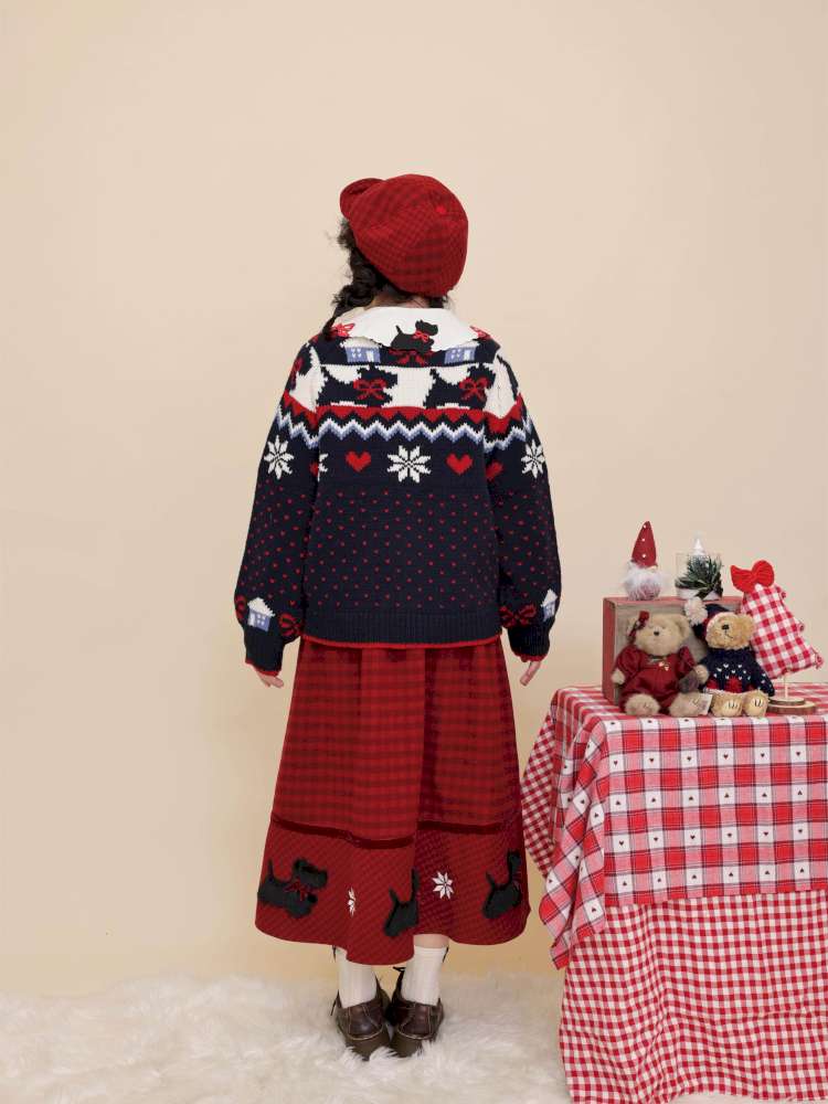 Bow Snowflake Island Wool Sweater【s0000015098】