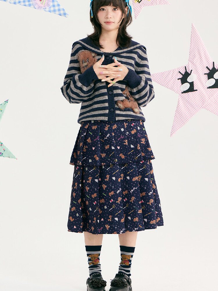 Bear Floral Pleated Short Skirt【s0000018723】