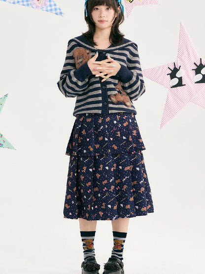 Bear Floral Pleated Short Skirt【s0000018723】