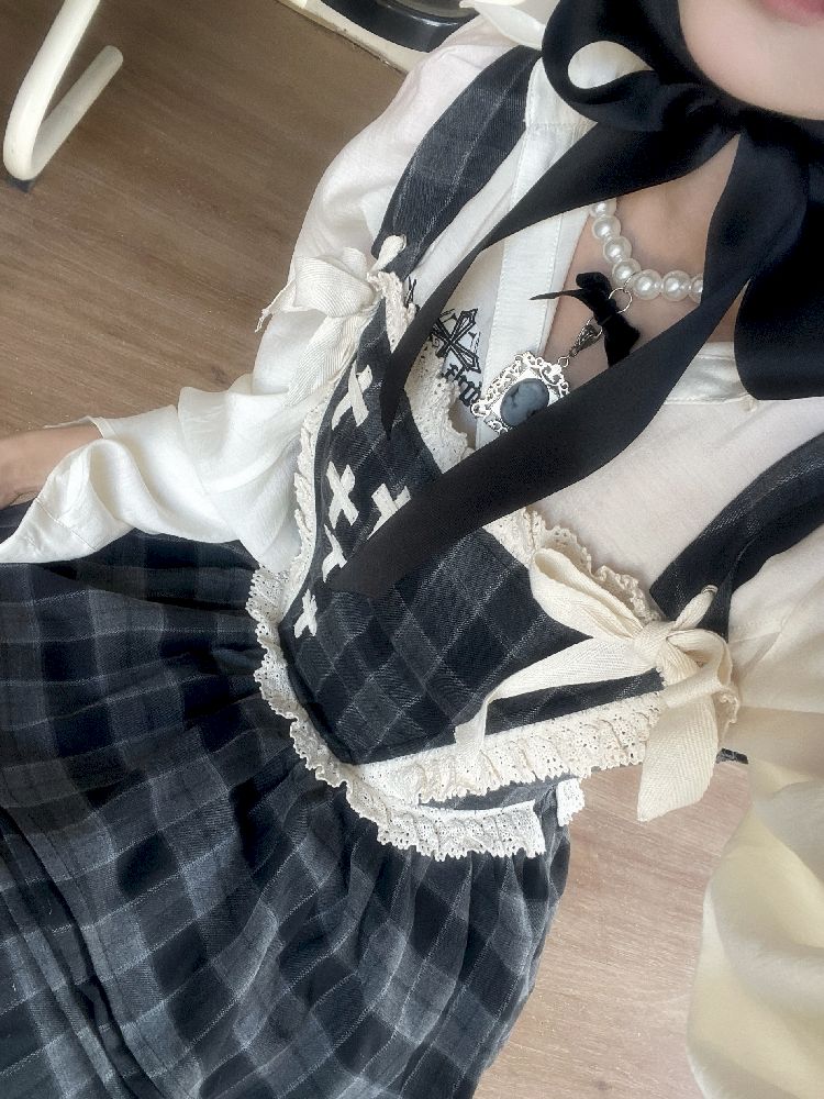 Waisted Fishbone Lace Bow Tie Dress【s0000011341】