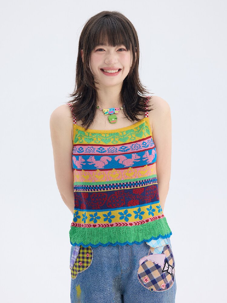 Fair Isle Knitted Suspender Dress【s0000017692】