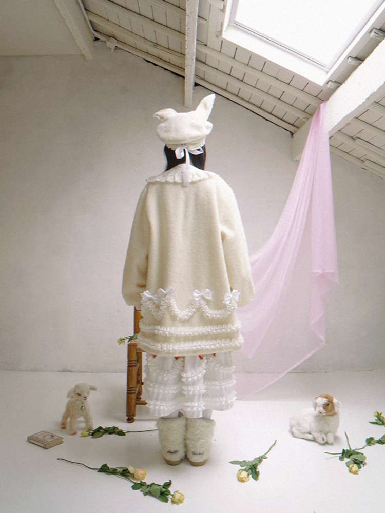 Lace Wool Bubble Sleeve Coat【s0000014532】