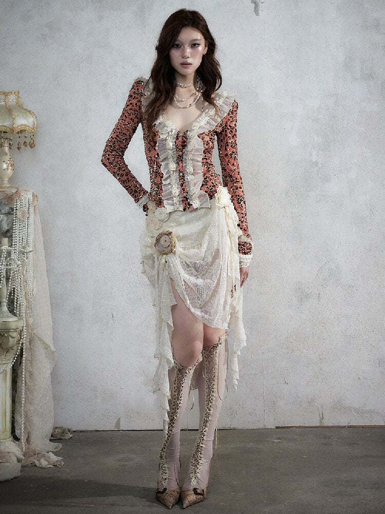Baroque Leopard Mesh Lace Cardigan【s0000017993】