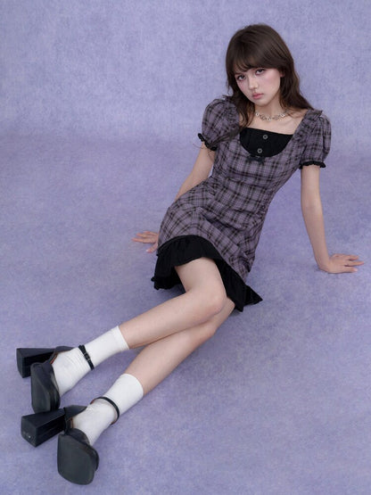 Purple Halter Halter Two Piece Dress【s0000017687】