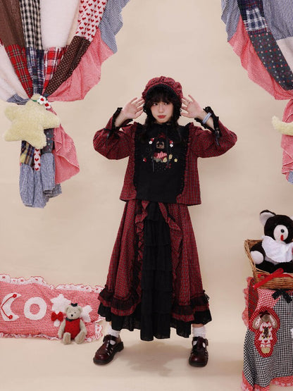 Plaid Lace Cake Waltz Skirt【s0000019284】