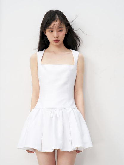 Bowknot Waisted A-line Puffy Short Dress【s0000011957】