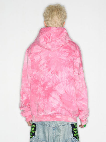 Smiley Pink Tie-Dye Hooded Sweatshirt [S0000010262]