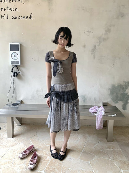 Leopard Polka Dot Patchwork T-Shirt【s0000018083】