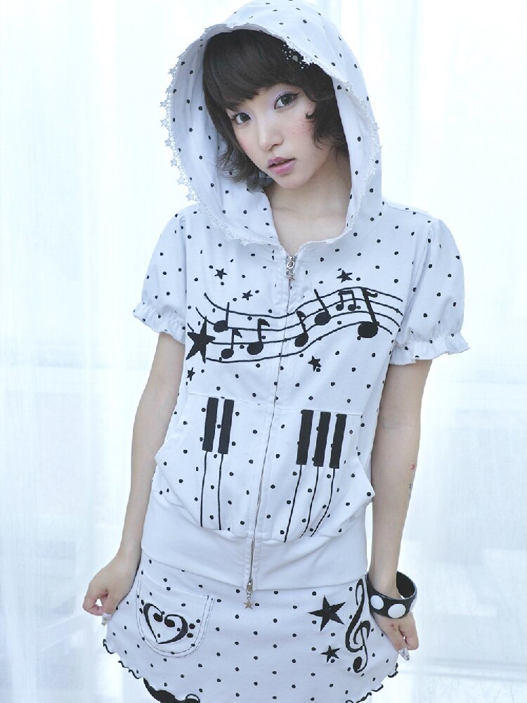 Notes Polka Dot Hooded Cardigan【s0000016547】