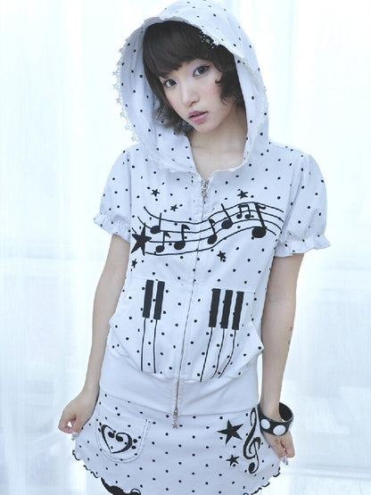 Notes Polka Dot Hooded Cardigan【s0000016547】