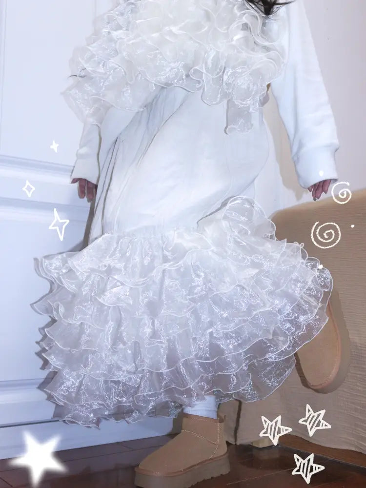 Apricot-Colored Design-Inspired Lace Skirt【s0000014344】