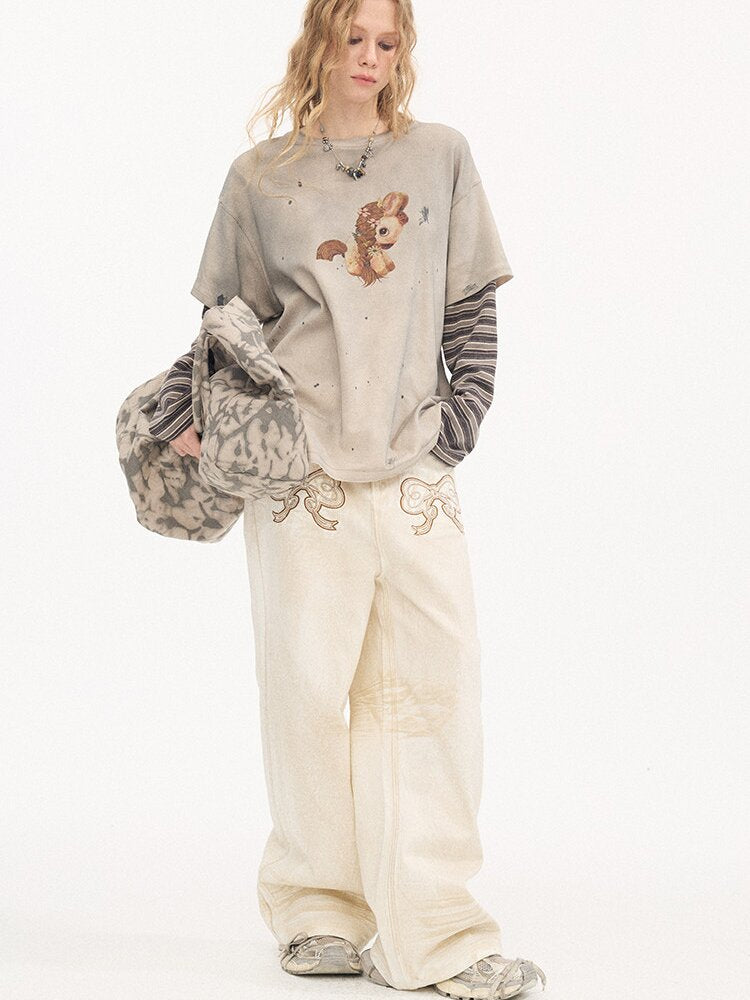 Bloom Patchwork Long Sleeve Tee【s0000015903】