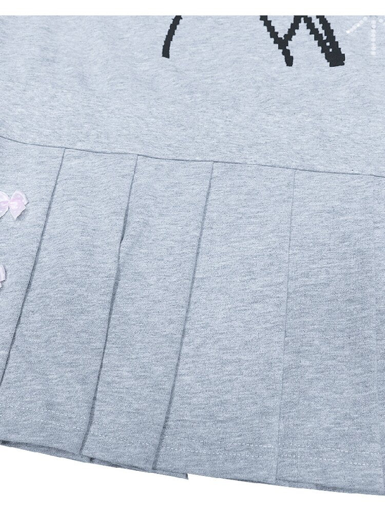 Pink Gray Pixel Pleated Dress【s0000016545】