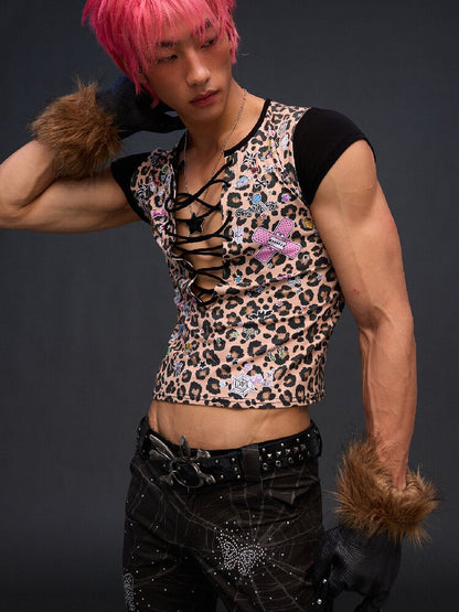 Leopard Sticker Print Strappy T【s0000017029】