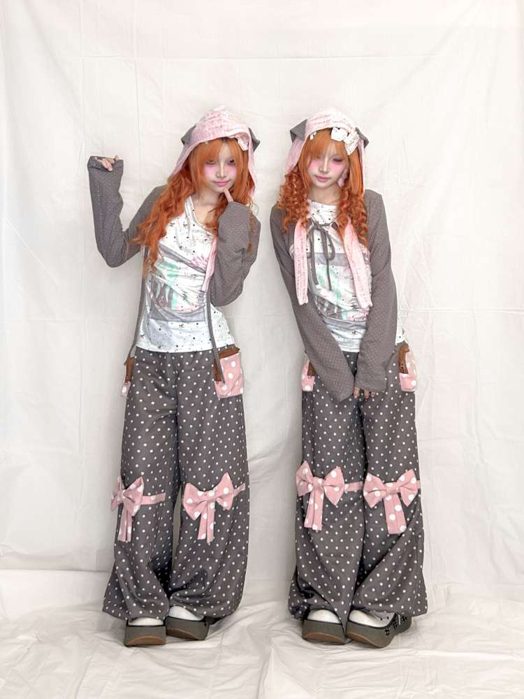 Polka Dot Bow Loose Trousers【s0000015199】