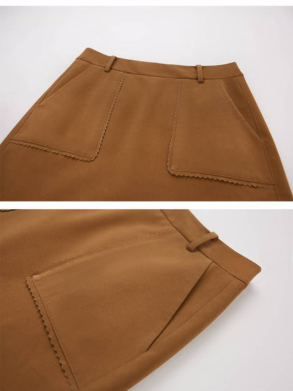 Large Pockets Leather Skirt【s0000014410】