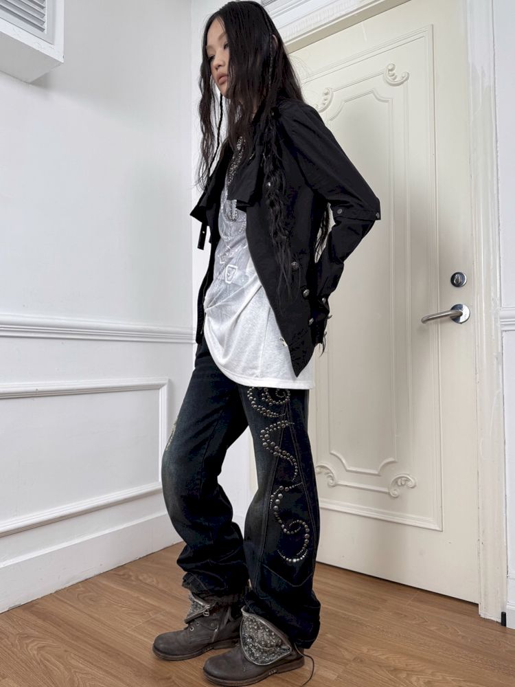 High-Neck Metal Buckle Napoleon Windbreaker【s0000013902】