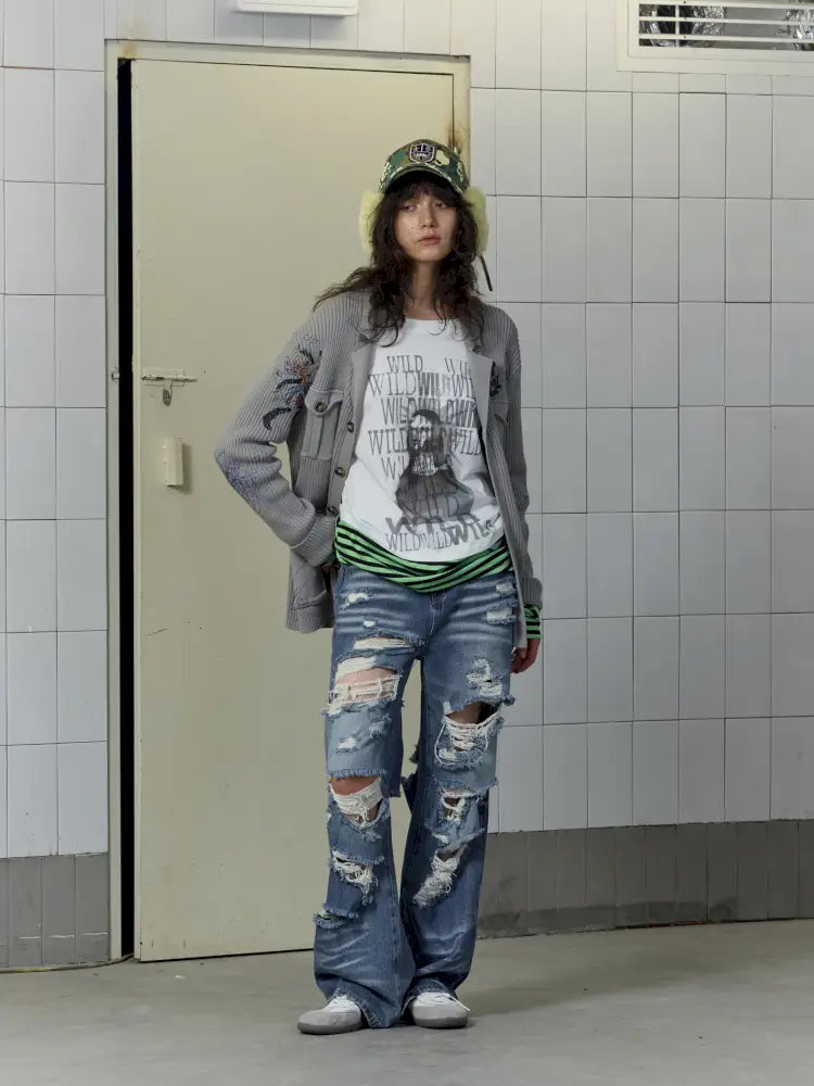 Patchwork Striped Long-Sleeve T-Shirt【s0000014207】