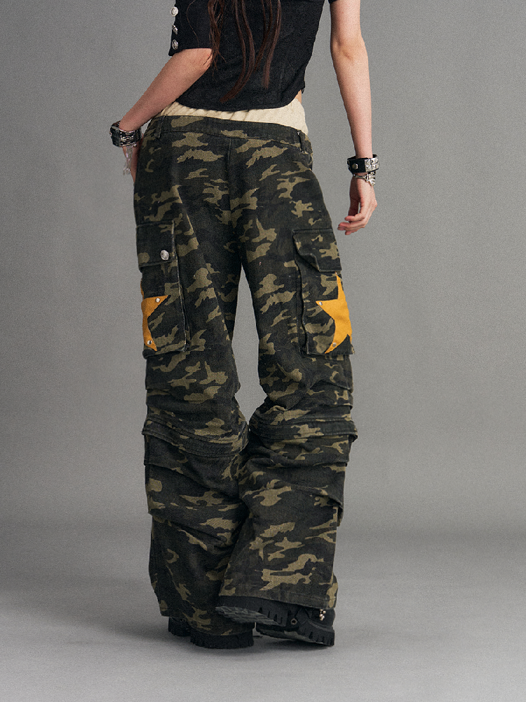 Double Waist Camouflage Wide Leg Pants【s0000017773】