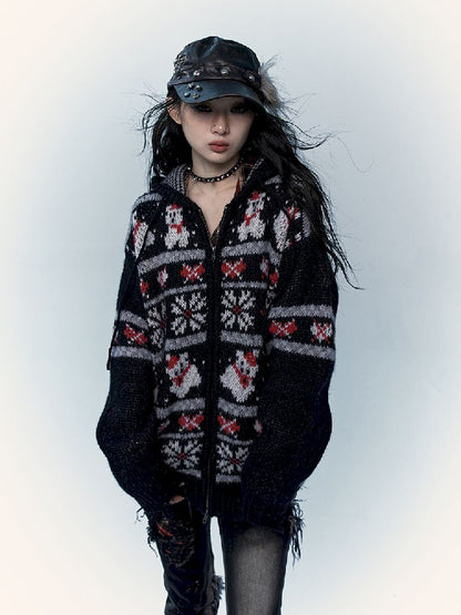 Mohair Wool Knit Cardigan Sweater【s0000011217】