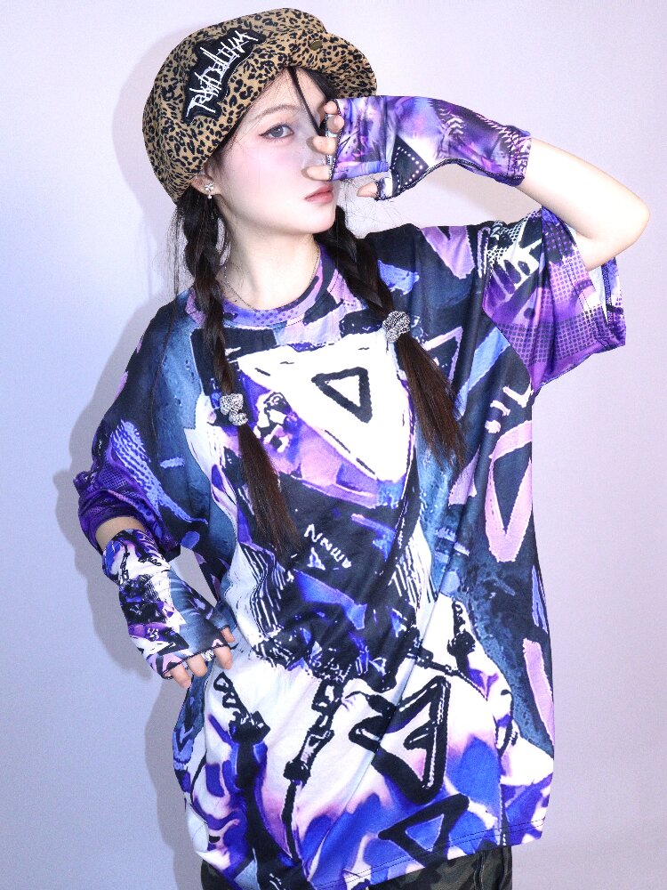 Cyber Mechanical Loose Crew Neck T Shirt【s0000017706】