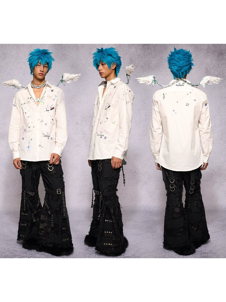 Plaid Floral Lace Angel Wing【s0000019133】