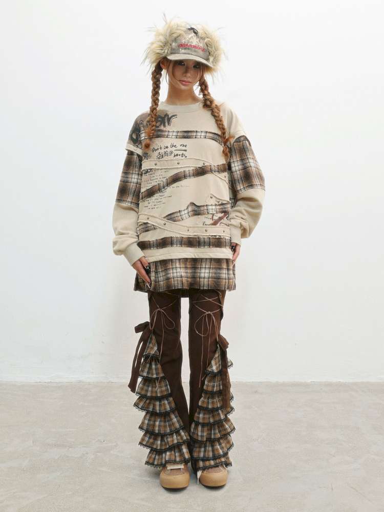 Plaid Strap Vintage Lace Slacks【s0000014832】