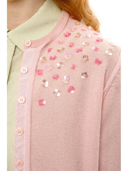 Cashmere Beaded Floral Cardigan【s0000016111】