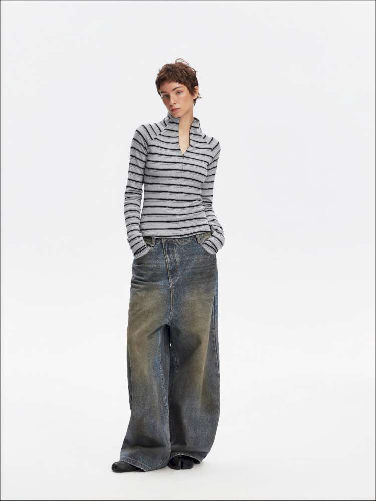 Vintage Striped Slim Knit Top【s0000015059】