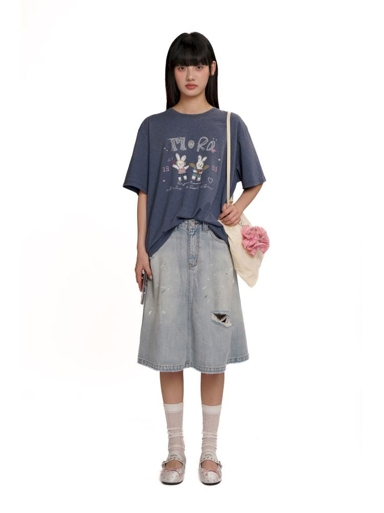 Soft collar worn Loose short-sleeved T-shirt【s0000012544】