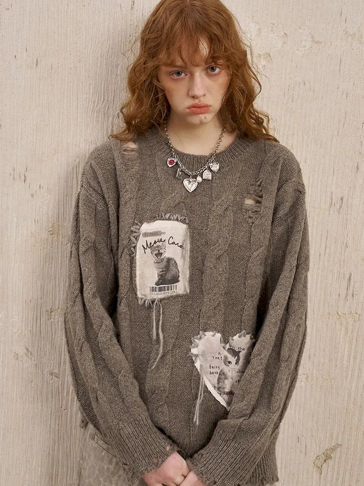 Long Sleeve Oversized Cable-Knit Pullover Sweater【s0000014051】