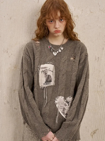 Long Sleeve Oversized Cable-Knit Pullover Sweater【s0000014051】