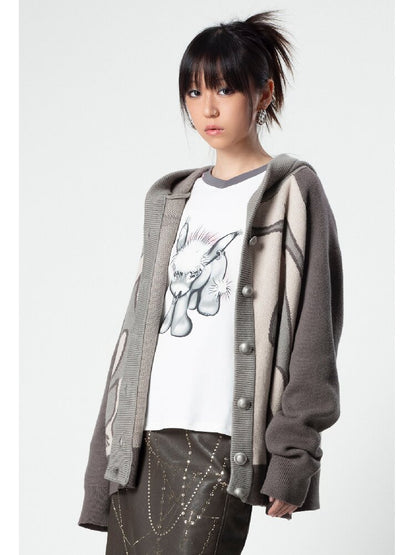 Distressed Contrast Long Sleeve Tee【s0000018043】