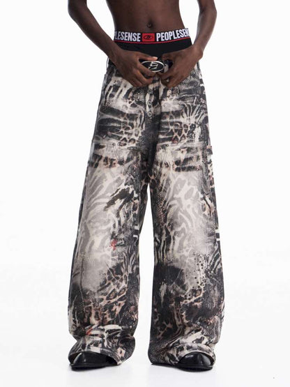 Ombre Zebra Print Rebuilt Jeans【s0000015182】