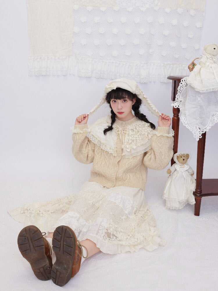 Lace Crochet Velvet Octagonal Hat【s0000016504】