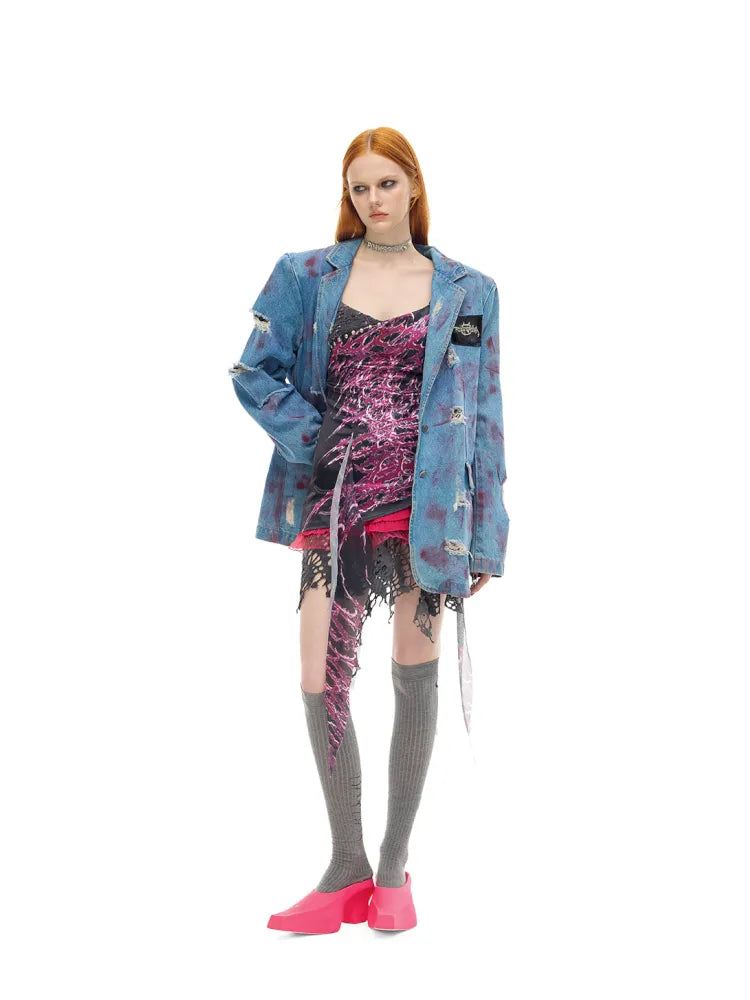 Punk-Chic Rock Y3K Digital Dress【s0000014007】