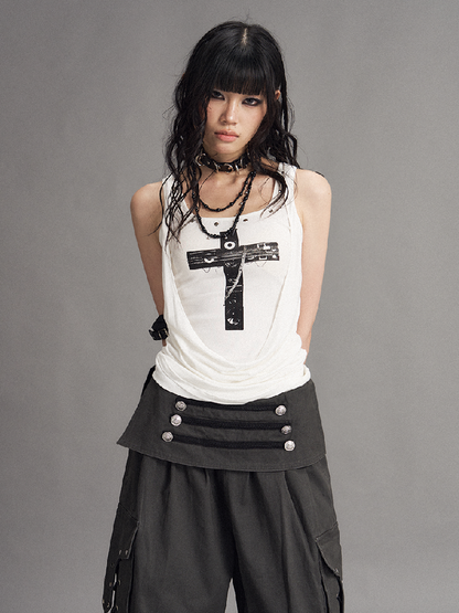 Street Punk Cross Slim Tank Top【s0000017536】