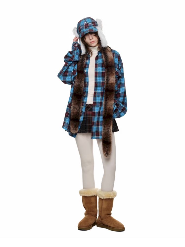 PLAID LARGE POCKETS LOOSE SHIRT [S0000010630]