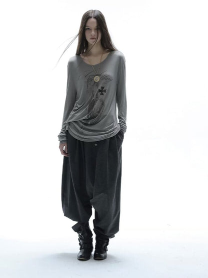 Knight Print Irregular T-Shirt【s0000016574】