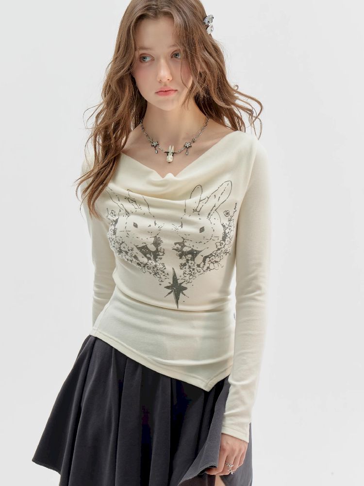 Swing Neck Long Sleeve T-Shirt【s0000011520】