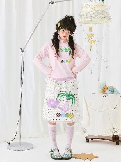 Print Long Sleeve Short T-Shirt【s0000011942】