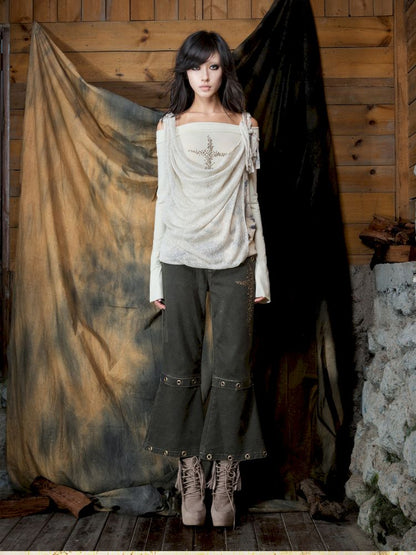 Slim-Fit Off-Shoulder Long-Sleeve T-Shirt【s0000013895】