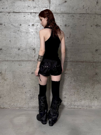 Irregular Print Metal Rivet Long Vest【s0000012830】